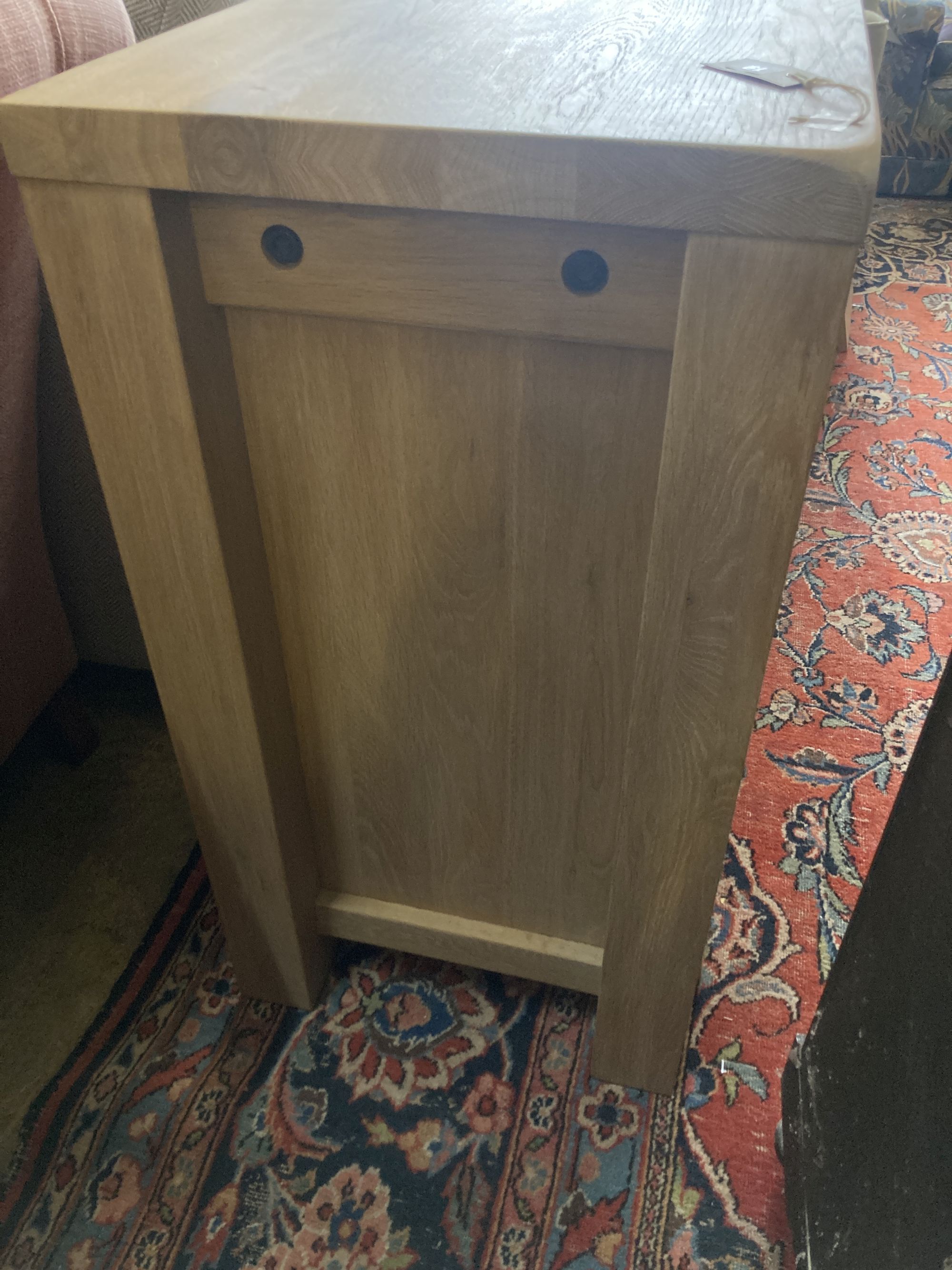 A modern contemporary oak sideboard, length 220cm, depth 45cm, height 85cm